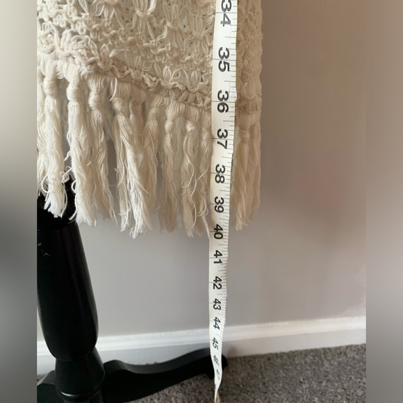 Solitaire Swim Crochet Fringed Cream Cotton Swim Coverup - Picture 13 of 14